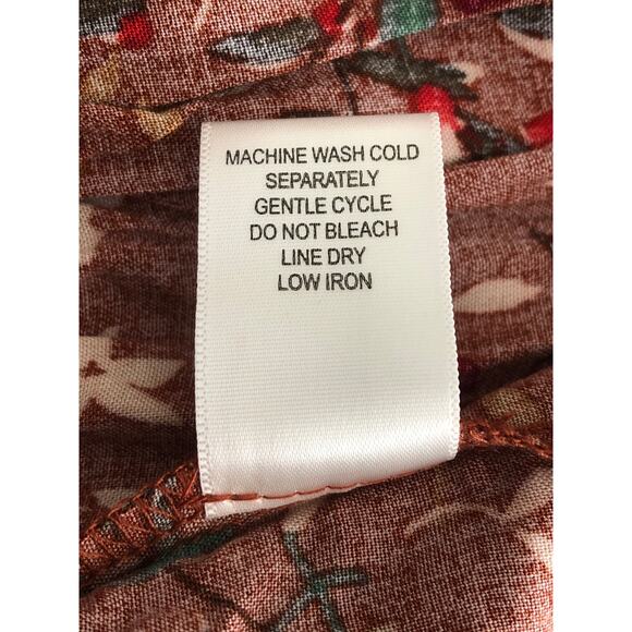 Floral & Ivy Flounce Sleeve Top Women's Large Floral Tiered Brown NEW - Picture 7 of 7